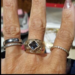 GENUINE SOLID 18K YELLOW GOLD OVER STERLING SILVER TANZANITE RUBY ESTRUSCAN RING